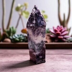 Lepidolite Tower Crystal Point Calming Purple Healing Stone for Meditation Reiki